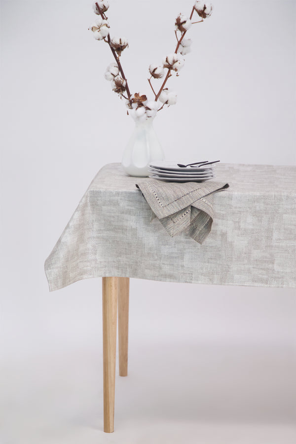 Sage Steel Leather Tablecloth